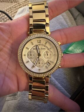 Michael Kors Gold Crystal-Accent Women's Chronograph Watch